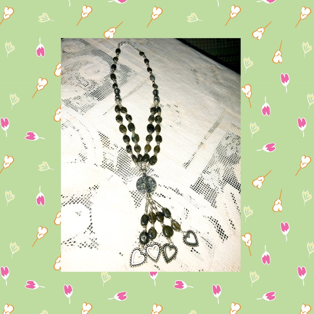 Labradorite 3 Strand Necklace With Dangles